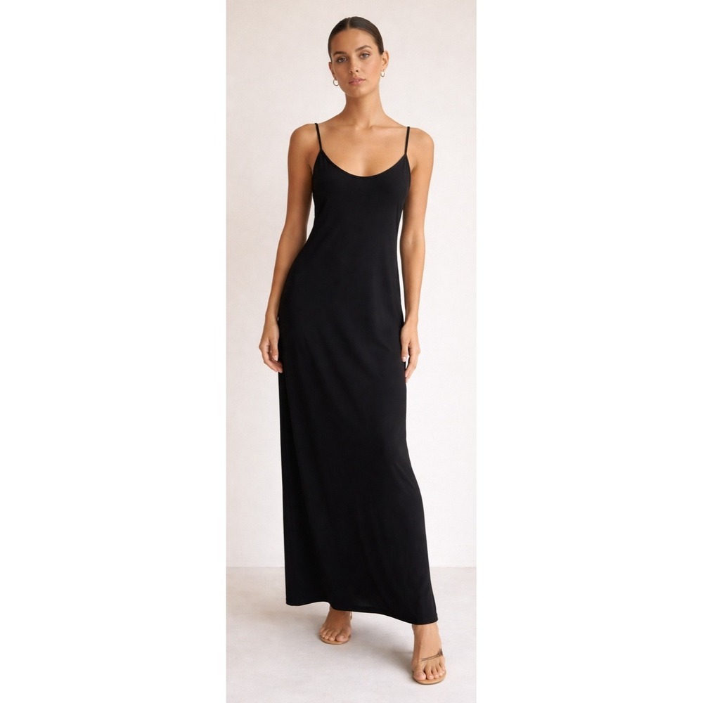 Bleusalt 3/Large Black Sleeveless Quiet Luxury Cottagecore Minimalist Dress